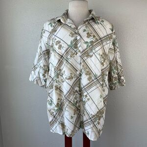 Tapestry Floral Button Down Shirt Size 1X EUC